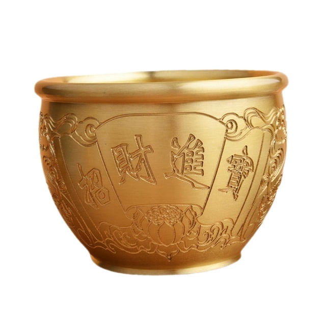Cateissary Treasure Basin Sculpture Gift Wealth Money Feng Bowl Shui Artwork Jar Brass Decoración del hogar Palabra de oro