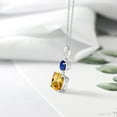 thumbnail image 4 of Gem Stone King 925 Sterling Silver Yellow Citrine and Blue Created Sapphire Pendant Necklace for Women (4.60 Cttw, Gemstone November Birthstone, Cushion 10MM, Round 6MM), 4 of 4