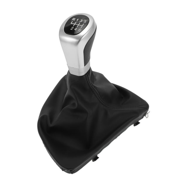 Unique Bargains Perilla de cambio manual de 6 velocidades con cubierta, palanca de cambio para BMW 120i 2008-2011, plástico cuero sintético negro tono plateado, 1 Pc