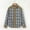 Khaki, variant on Women's Gray Plaid Corduroy Patchwork Collared Zip-Up Snap Button Jacket for Fall Khaki M