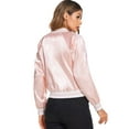 thumbnail image 3 of Weardear Women's Bomber Jacket Lightweight Striped Zip Up Casual Windbreaker with Pockets, 3 of 5