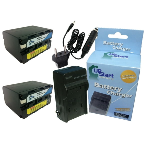 2x Pack - Sony DCR-VX2000 Battery   Charger with Car & EU Adapters - High Capacity Replacement for Sony NP-F970 Digital Camera Battery and Charger (6600mAh, 7.4V, Lithium-Ion)