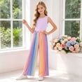 thumbnail image 2 of Wxirdiow Summer Clothes for Teens Girl's 2 Piece Cute Summer Boho Outfits Rainbow OutfitCrop Top and Wide Leg Pants Sets Purple Size,7-8 Years, 2 of 5