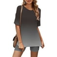 thumbnail image 2 of Clearance under 10.00 LYXSSBYX Womens 2 Piece Outfits for Summer Women Fashion Round Neck Blouse Short Sleeve Tops Shorts Casual Suit Sets, 2 of 5