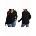 thumbnail image 2 of Women'S Plus Size Tops Trendy V Neck Casual Long Sleeve Shirts Knit Sweaters Black XXXL, 2 of 7
