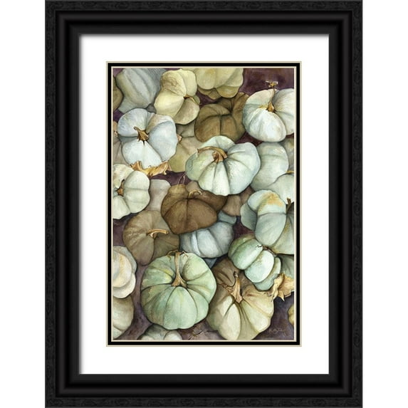 Talent, Kelley 17x24 Black Ornate Wood Framed with Double Matting Museum Art Print Titled - Heirloom Pumpkins