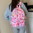 thumbnail image 4 of Weebloom Large School Backpack With Lunch Box Pencil Case For Kids Girls Cute 4Pcs Floral School Bags Set Cartoon Lightweight Travel Daypack Cute Bookbag Middle High School College Pink, 4 of 6