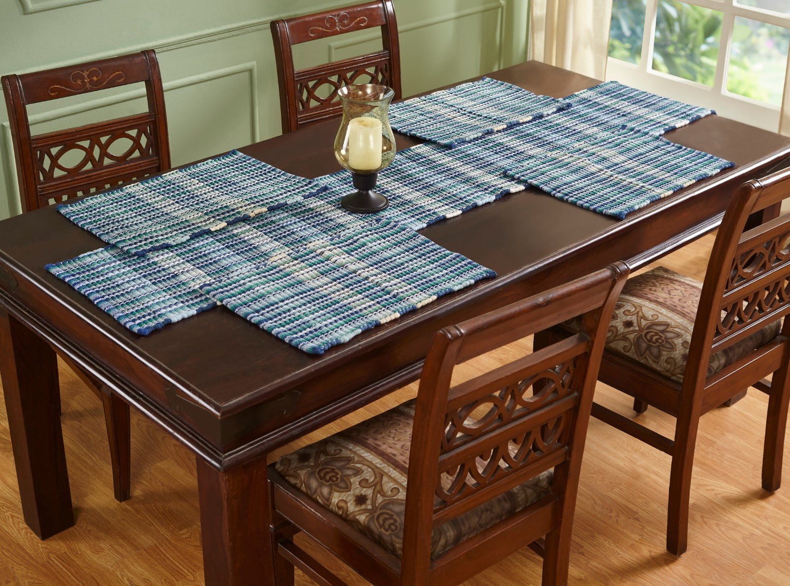 Cottage Plaid Placemats 13X19 Blue