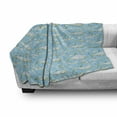 thumbnail image 3 of Shark Soft Flannel Fleece Throw Blanket, Sea Creatures in Vintage Style Swimming Flatfish Stingray and Jellyfish, Cozy Plush for Indoor and Outdoor Use, 70" x 90", Pale Blue Grey Green, by Ambesonne, 3 of 6