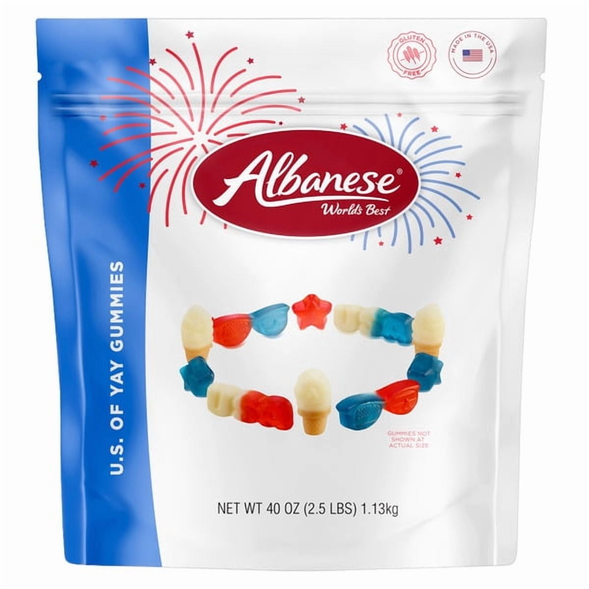 Abanese U.S. of Yay Gummies - Red, White & Blue USA Themed Gummy Candies - 4th Of July Candy - 40oz Bag