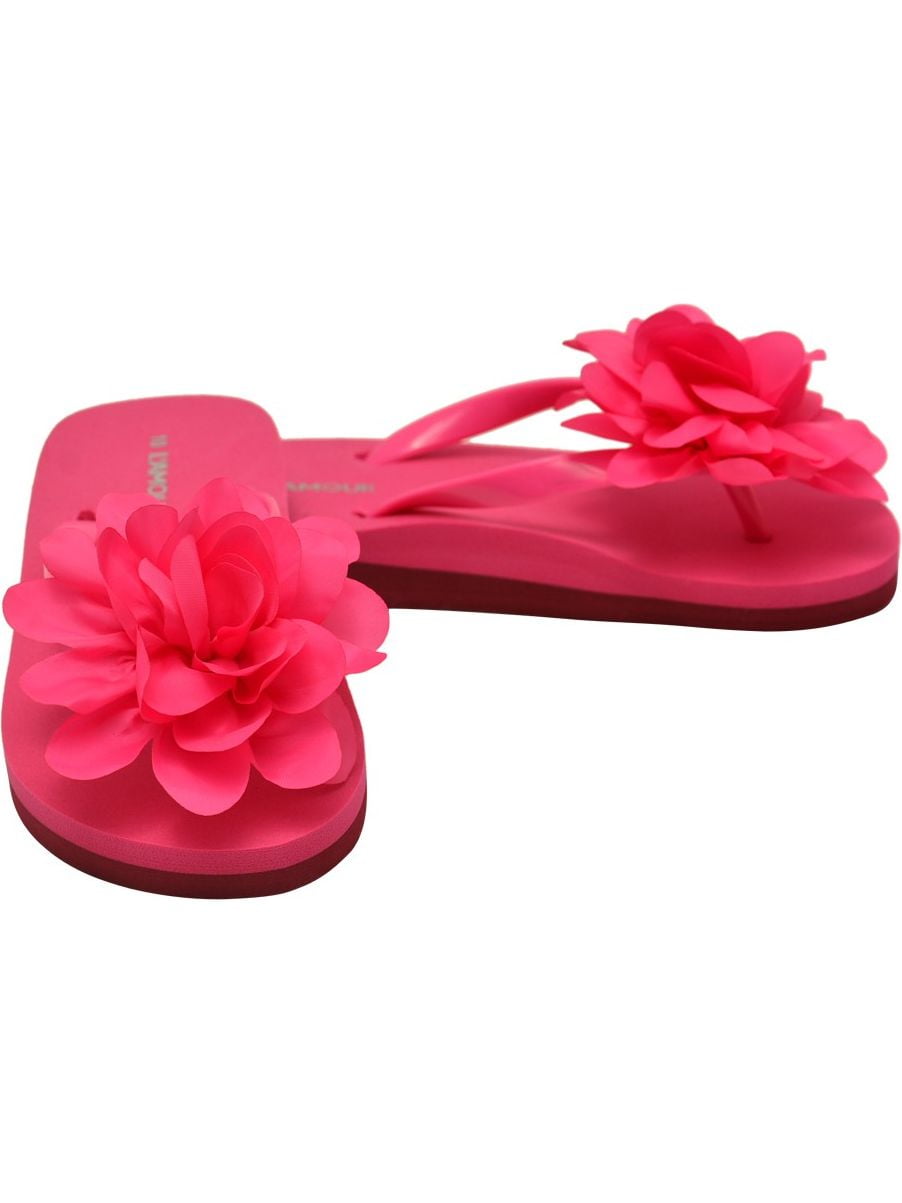 L`Amour Little Girls Fuchsia Organza Flower Flip Flops - Walmart.com