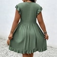 thumbnail image 4 of LIaqionyy Women's Plus Size Dress Hollow out V Neck Ruffle Sleeve Dresses A Line Flowy Summer Vacation Sundress, 4 of 6