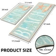 thumbnail image 3 of Beach Coastal Kitchen Rugs Mats Set of 2 Anti Fatigue Cushioned Farmhouse Kitchen Rug Floor Comfort Mat Waterproof Non Skid Runner Rug for Kitchen Office Sink Landry, 17.3" x28" + 17.3" x 47", Teal, 3 of 6