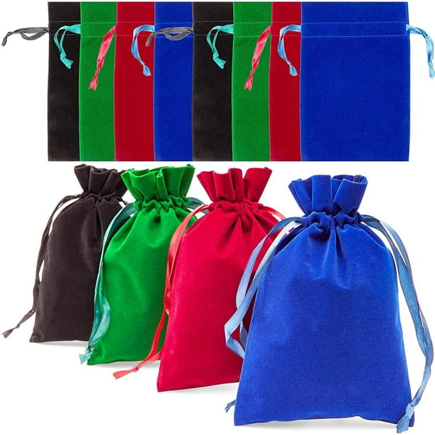 12Pack Drawstring Velvet Pouches, Gift Bags for Weddings, Birthday
