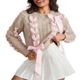 thumbnail image 1 of Chandail à Ruban pour Femmes Col Rond Doux Tricot Manches Longues Blouses Mignonnes Nœud 3D Pull Tricoté pour Adolescentes Mode Décontractée pour Printemps Automne Hiver, 1 of 9