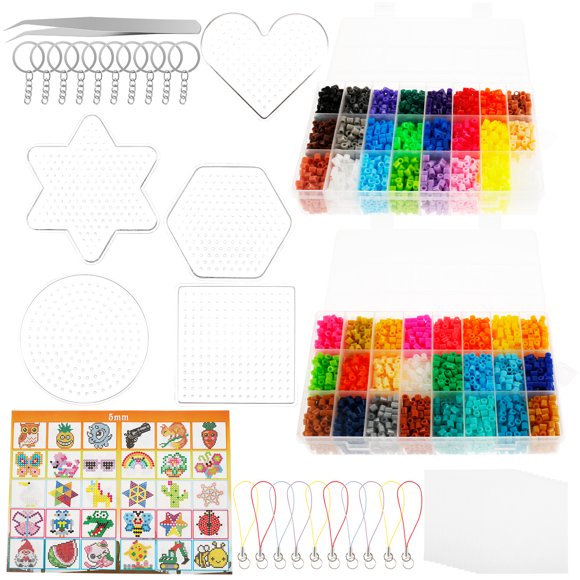 Wekvgz 2Pcs Fuse Beads Kit Fun Fuse Beads Craft Kit Colorful Melting Beads Kit Safe Fuse Beads Bulk Kit Creative Fuse Beads Educational Fuse Beads Craft for Kids Age 5 and More DIY Beads Crafts