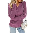 thumbnail image 3 of Xuanfei Women Solid Color Revere Collar Long Sleeve Pullover Sweater, 3 of 7