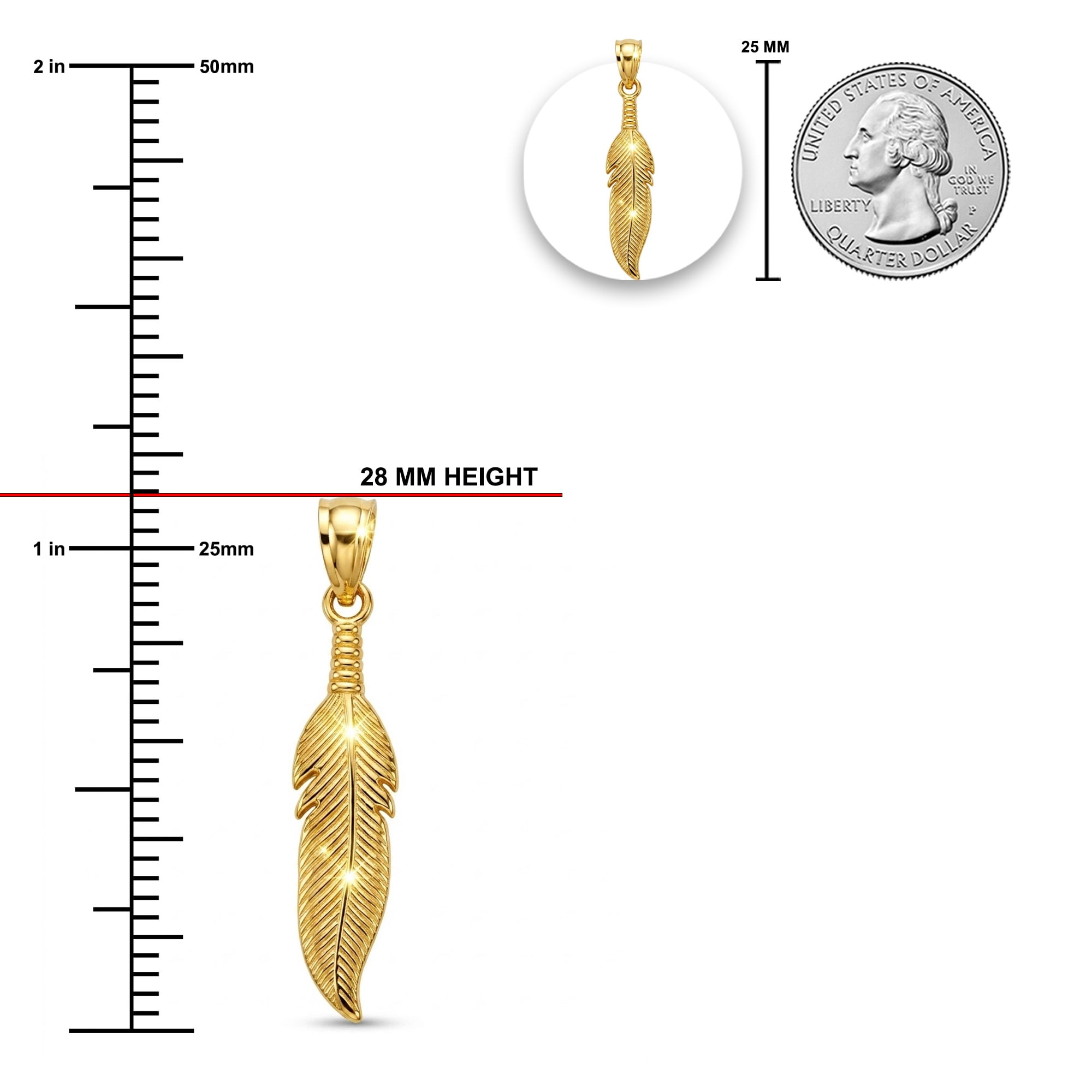 Charm America - Gold Feather Charm - 10 Karat Solid Gold