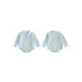 thumbnail image 3 of RUINIXCW Baby Boy Fall Romper Stripe Print Buttons Turn Down Collar Long Sleeve Infant Bodysuits Jumpsuits, 3 of 9