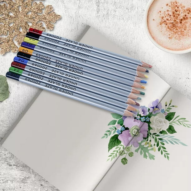 Juego de lápices para colorear Underglaze, suministros de arte, papelería, 10 Uds., lápices de dibujo multicolores para proyectos de cerámica BLESIY Lápices de colores