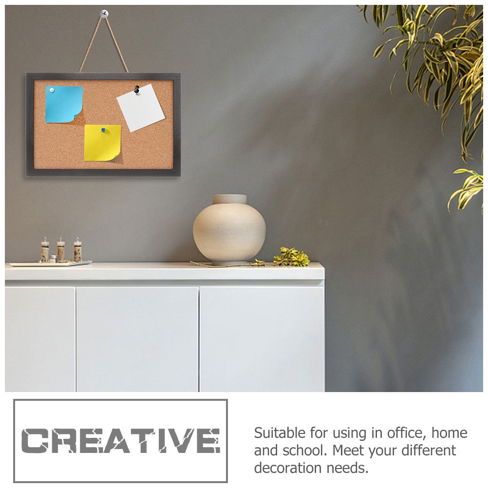 UPKOCH Cork Board Small Message School Decor Wall-mounted Desktop 40X30CM Black Wood Office