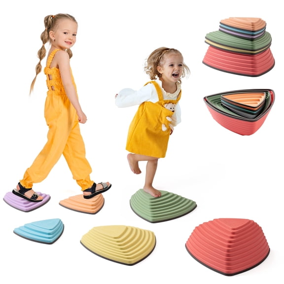 ROBUD Balance Non-Slip Stepping Stones for Kids & Toddlers 6 Piece Set