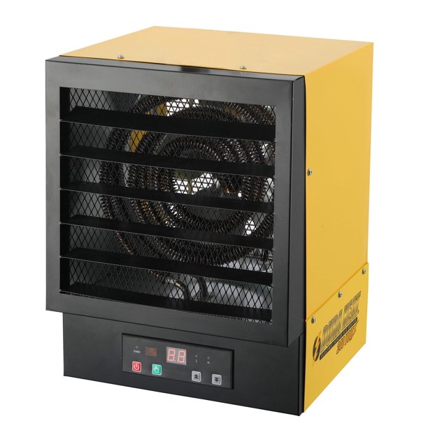 Dura Heat - Calentador eléctrico de espacio de cochera con cable duro para montaje en techo con mando a distancia, 10.000 vatios, 240 voltios, sistema ECO, protección contra sobrecalentamiento, ideal