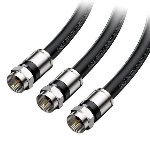 Cable Matters 3-Pack RG6 Cable CL2 in-Wall Rated (CM) Quad Shielded Coaxial Cable 10 ft RG6 Coax Cable Cord for TV Digital Router Satellite Receiver and More in White