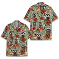 thumbnail image 3 of Camisetas hawaianas divertidas con estampado 3D de mapache, manga corta, sueltas y transpirables, estilo polinesio Tiki, para fiestas en la playa, para mujeres y niños, 3 of 5