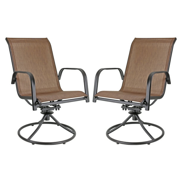Patio Master Sienna Swivel Rocker Metal Chair Brown Espresso Finish Pack Of 2 Com - Patio Swivel Chairs Brown Metal