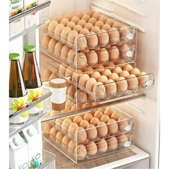 NTGFU 30-Egg Transparent Refrigerator Storage Box - Stackable Drawer-Type Egg Container for Large Eggs
