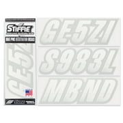 STIFFIE Techtron White/Silver 3" Alpha-Numeric Identification Custom Kit Registration Numbers & Letters Marine Stickers Decals for Boats & Personal Watercraft PWC