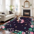 thumbnail image 2 of 6'x9' Area Rugs, Pink Flamingo Indoor Outdoor Area Rug for Living Room Bedroom, Green Summer Tropical Botanical Black Washable Bathroom Rugs Kitchen Floor Carpet Mats Home Decor Aesthetic, 2 of 8
