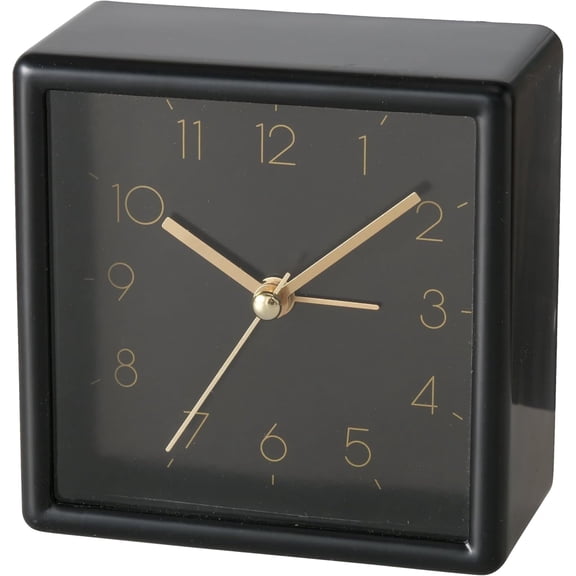 Mid-Century Modern Quartz Alarm Clock, Square, 1 AA Battery