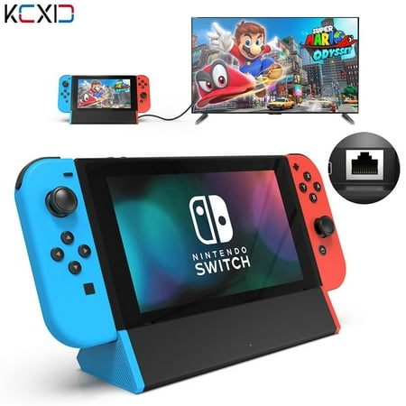 KU XIU TV Dock Station for Nintendo Switch/ Switch OLED, Portable Charger Stand Support 4K HDMI Output (LAN Model)