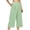 Green, variant on Womens Solid Color High Waist Pleated Wide Leg Capri Pants Loose Casual Cropped Trousers with Side Pockets Beige XL(XL)