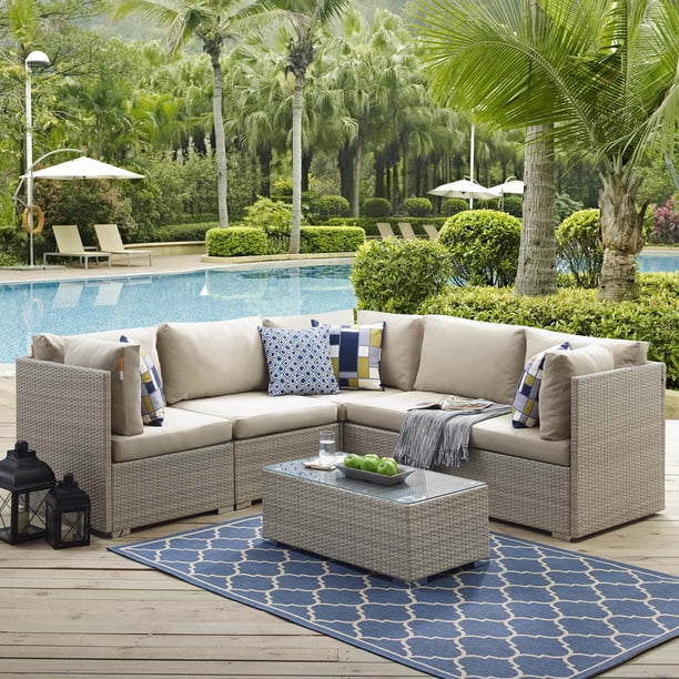 Modway Repose Outdoor Patio 6 Piece Sunbrella® Sectional Set, Multiple Colors