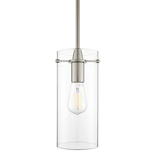 Effimero Large Hanging Pendant Light Clear Glass Shade LL-P315-BN Brushed Nickel Kitchen Island Light