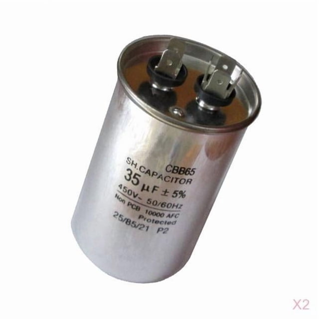 Paquete de 2 Condensadores de Motor de Arranque de Aluminio CBB65 a Prueba de Agua 35UF 450V 50 / 60Hz