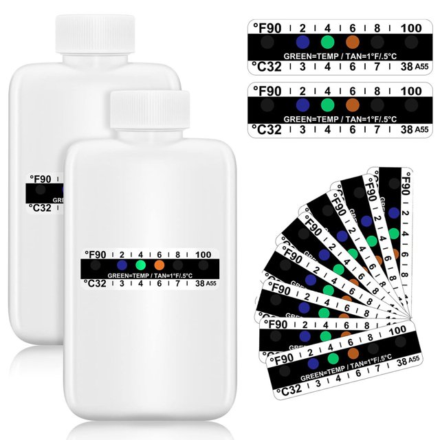 El kit completo de prueba de orina de 12 piezas incluye botellas vacías con tira de prueba de temperatura TUNC Sencillez