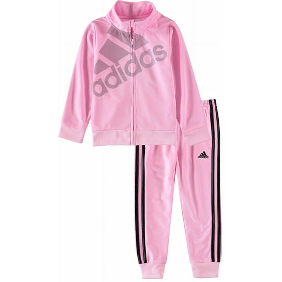 Adidas Girls' Tricot Zip Jacket and Pant Set Toddler Girls Light Pink/Adi Sz 9 m