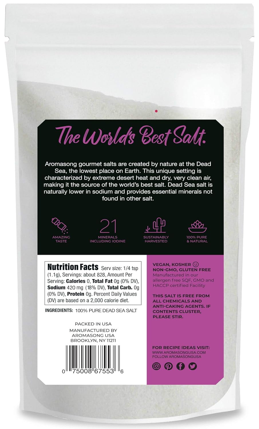 Aromasong Coarse Sea Salt 19 lb | 100% Natural Mineral Sea Salt for Cooking & Grinder Refill