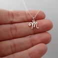 thumbnail image 3 of Sterling Silver Tiny Initial Letter M Charm Necklace, 18" Chain, Cursive Handwriting, 3 of 4