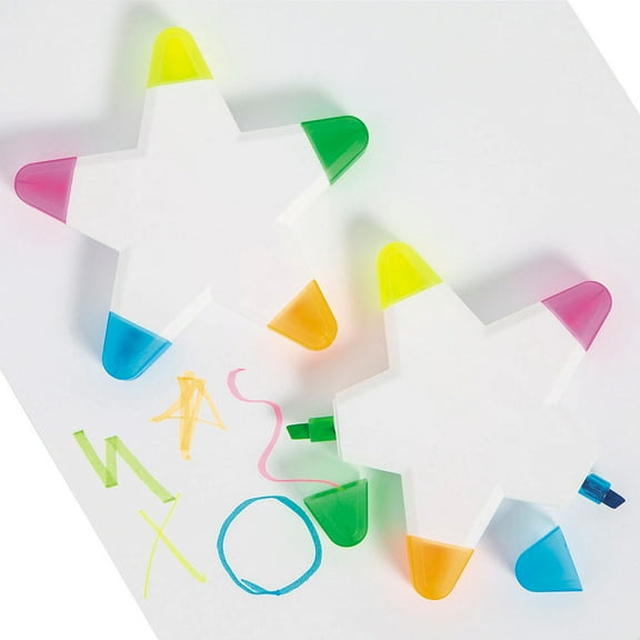 4" 5-Color Star-Shaped Highlighter Sets - 12 Pieces