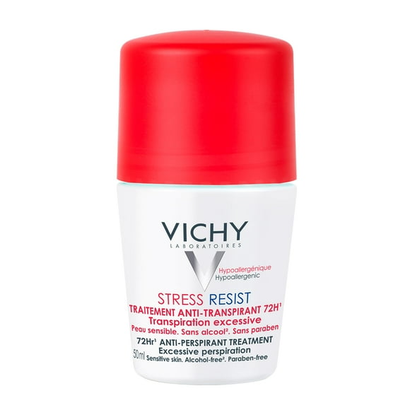 Vichy Stress Resist Anti-Perspirant Roll-on Deodorant for All Skin Types and Excessive Perspiration,Sweat Protection and Anti-Odor, Hypoallergenic, Paraben-Free, 50mL