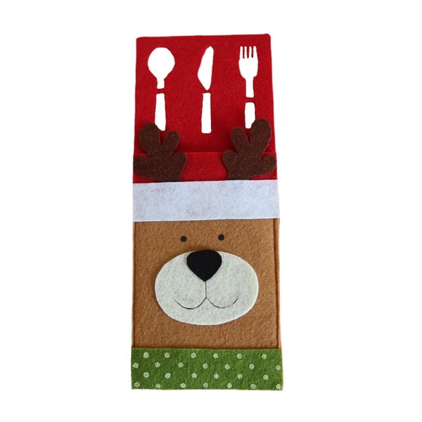sweethay 4 piezas bolsa de vajilla de Navidad fiesta de Navidad atmósferas de vacaciones bolsa de cubiertos tela contenedor reutilizable accesorio de Kits de decoración para fiestas sweethay HA068288-00B