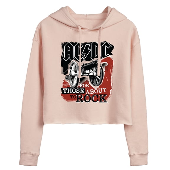 AC/DC - Rock Strokes - Juniors Cropped Fleece Hoodie Sweatshirt