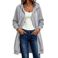 thumbnail image 4 of Women's Zip Up Hoodies Long Tunic Sweatshirts Oversized Fleece Casual Long Sleeve 2026 Fall Hoodie Jacket Coat, Gray, L, 4 of 6