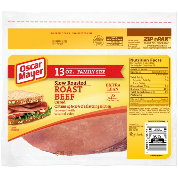 Oscar Mayer FatFree Cured Slow Roasted Roast Beef Family Size, 13 Oz
