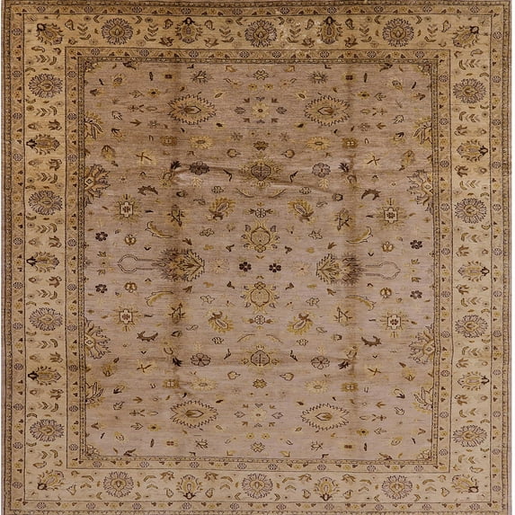Ahgly Company Machine Washable Indoor Square Industrial Modern Light Brown Area Rugs, 3' Square